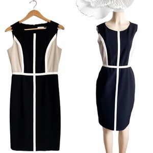 Calvin Klein Sheath Peplum Pencil Dress Striped Color Block Sleeveless Career 6